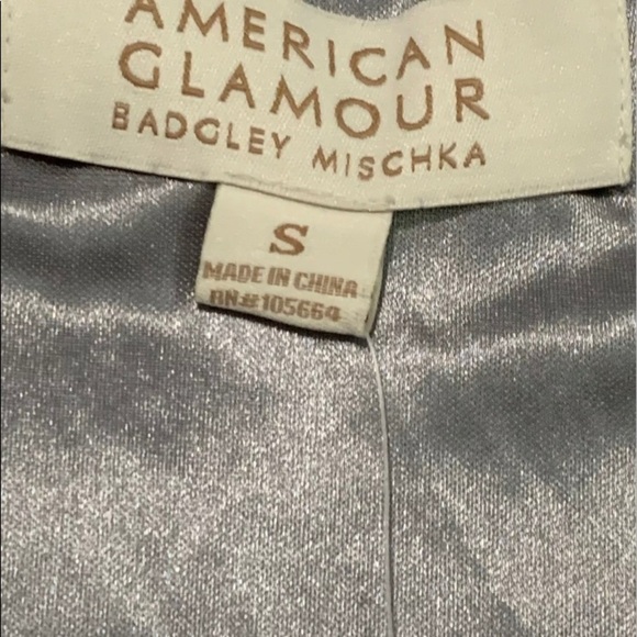 NWT American Glamour by Badgley Mischka| Size Small |Beaded V Neck Gray Blouse - Picture 4 of 6